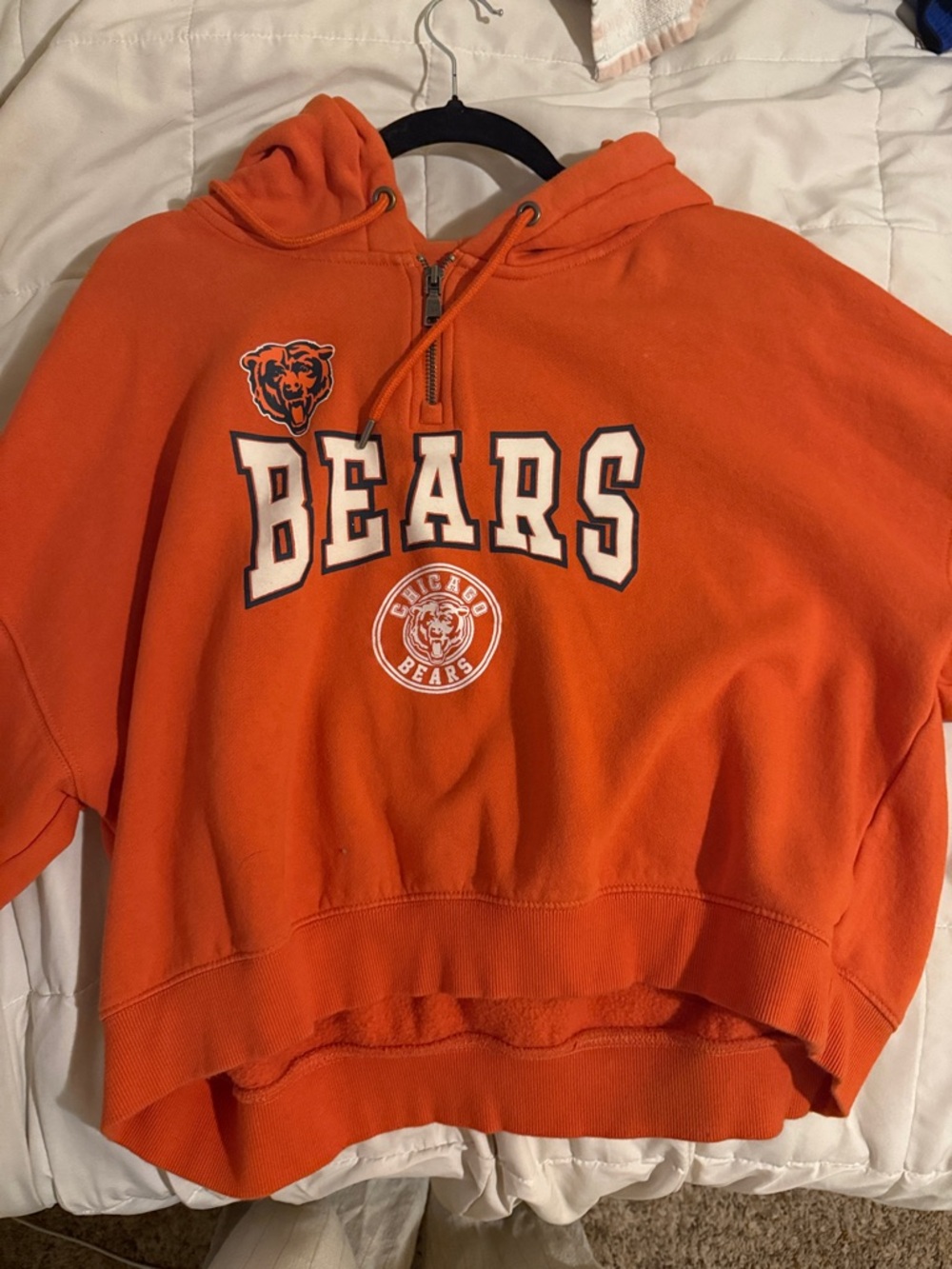 Chicago Bears Orange Cropped Hoodie